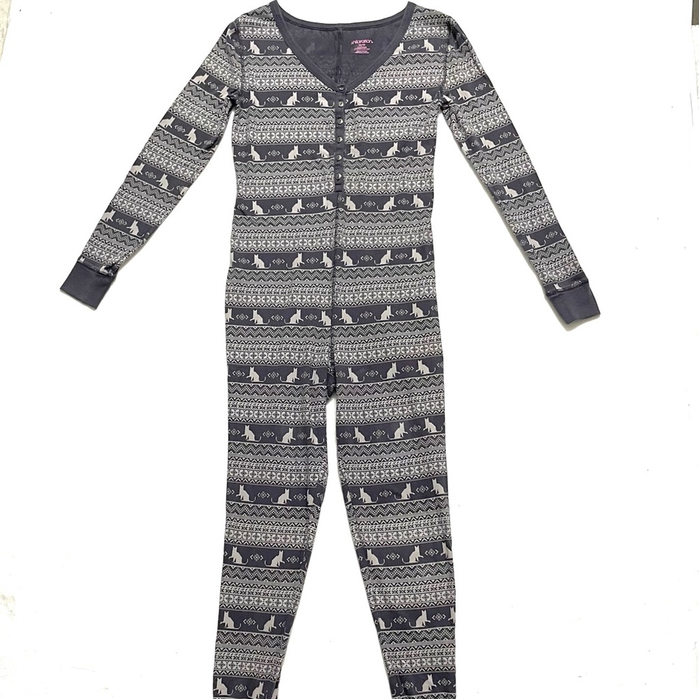 Gray Cat Full Body Jumpsuit Pajamas Xhiliaration Size XS